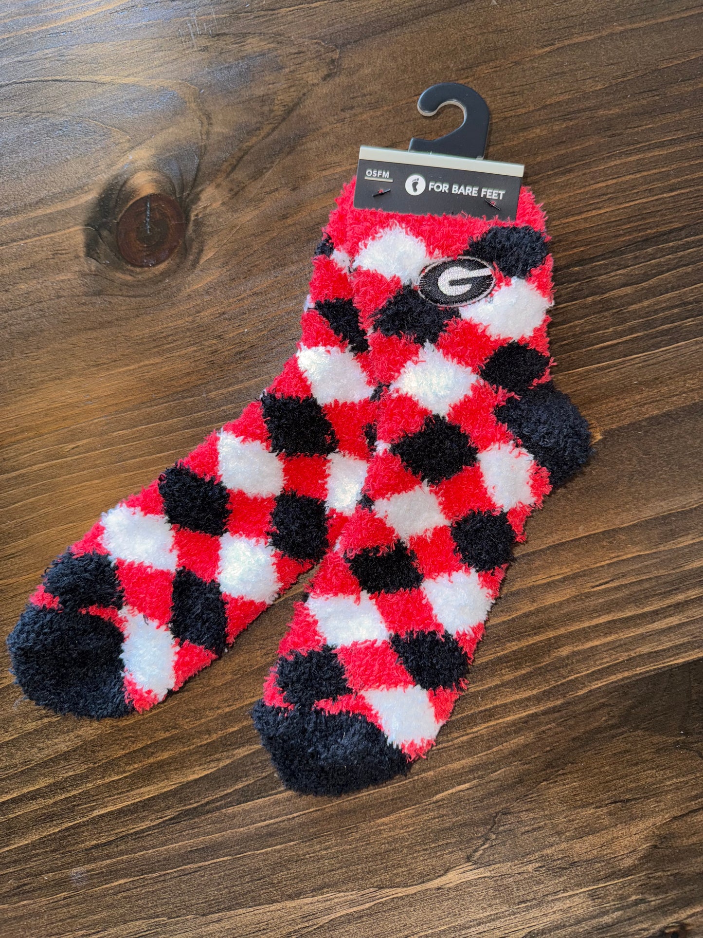 NWT For Bare Feet (OS) Brand New Diamond Georgia Bulldogs Fuzzy Socks