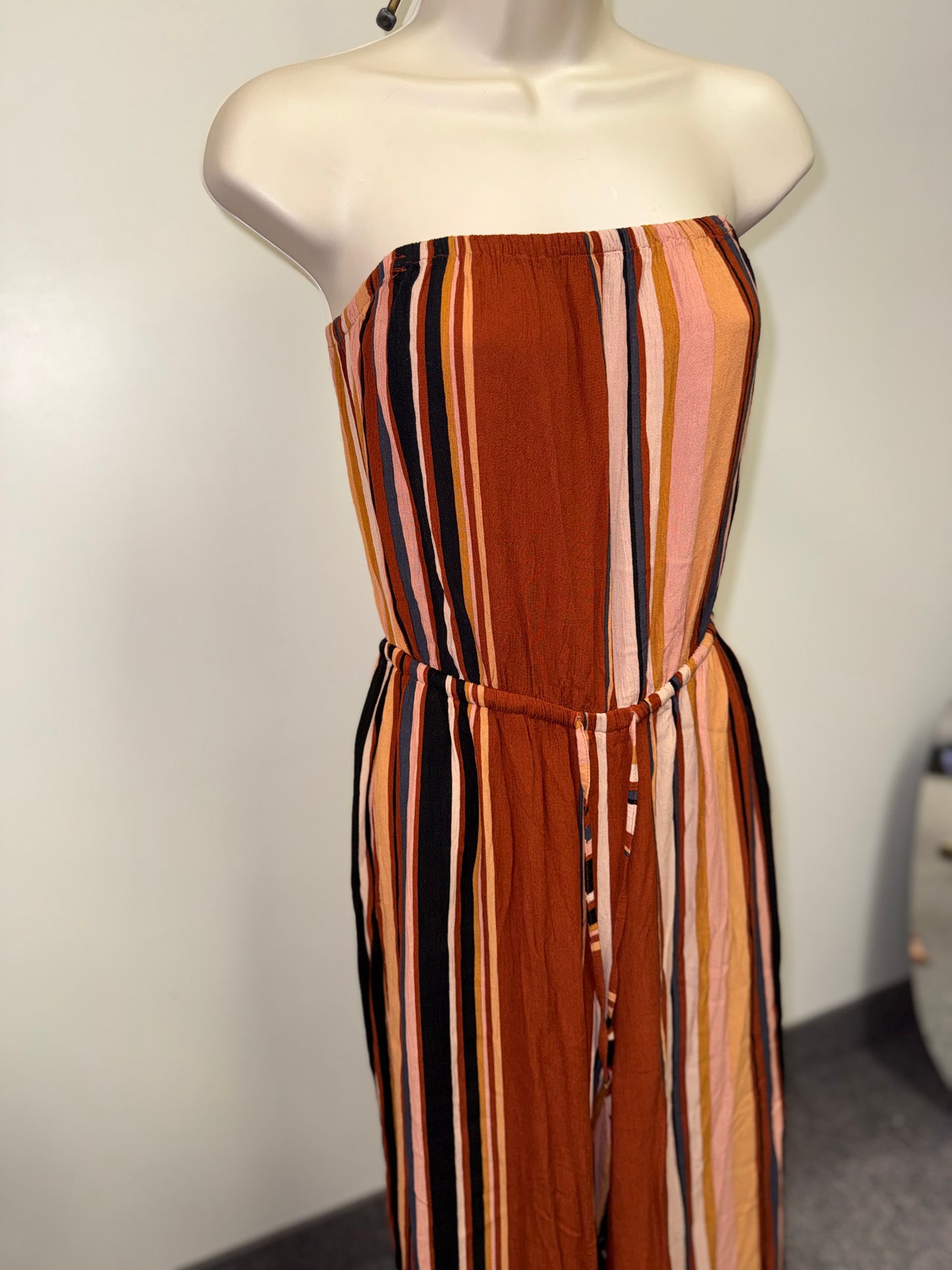 NWT American Eagle (Small) Brand New Neutral Striped Strapless Jumpsuit