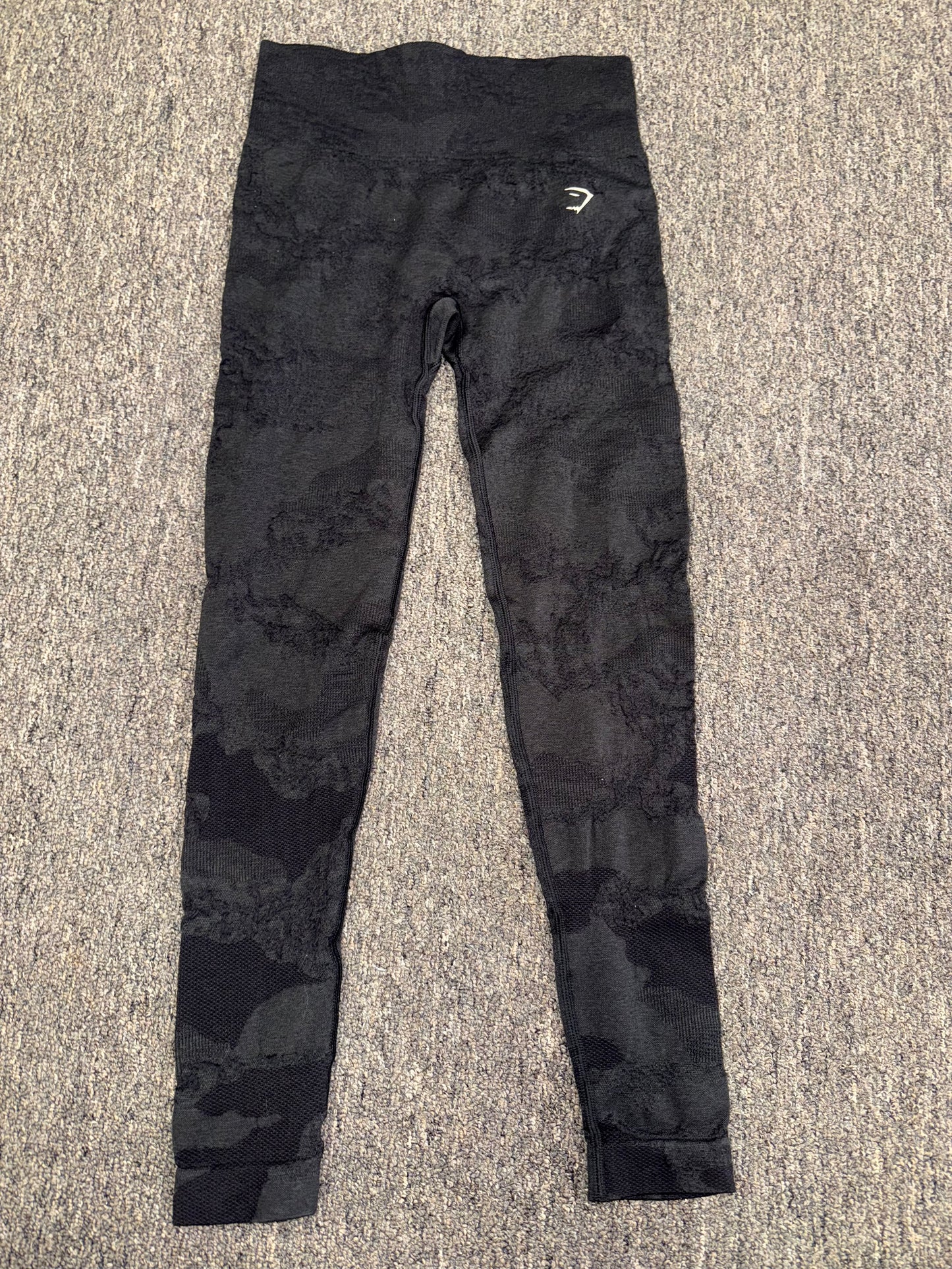 Gymshark (Small) Black and Grey Camo Pattern Leggings