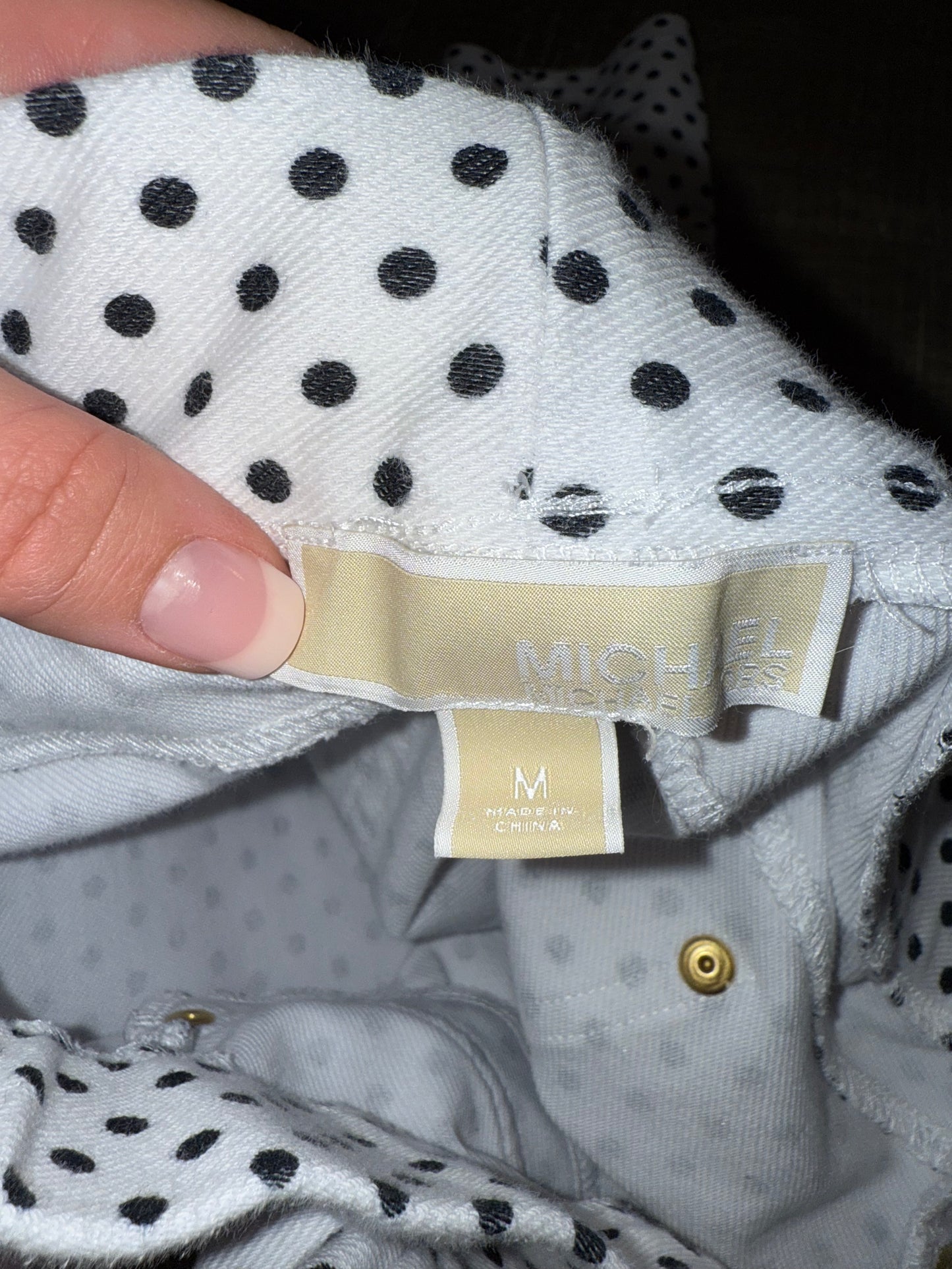 Michael Kors (Medium) Black & White Polka Dotted Skinny Dress Pants w Stretch