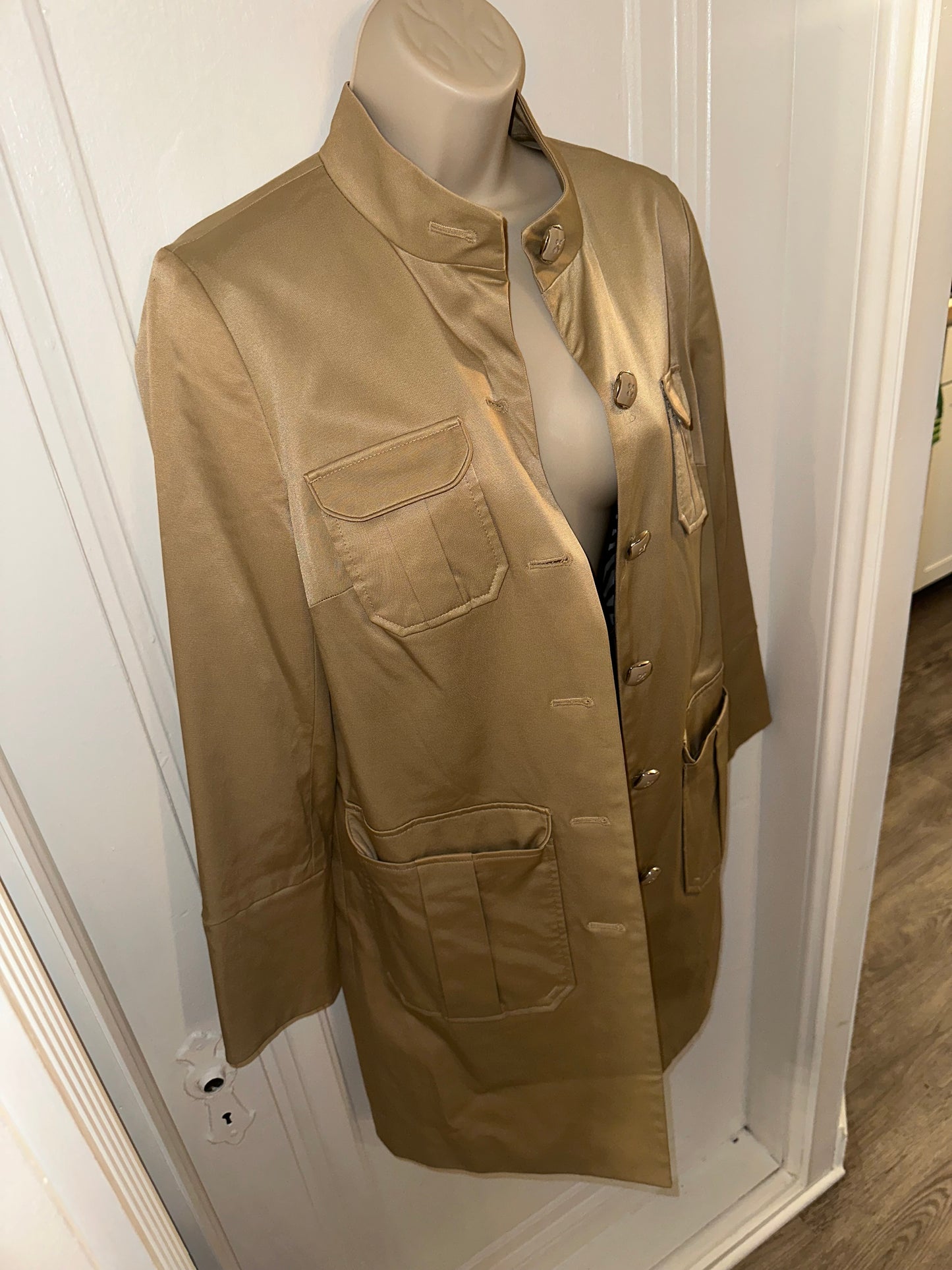 Dana Buchman (XS) Tan Button Up Trench Coat