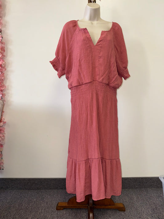 Luxology (XL) Pink Maxi Dress with Smocked Waist