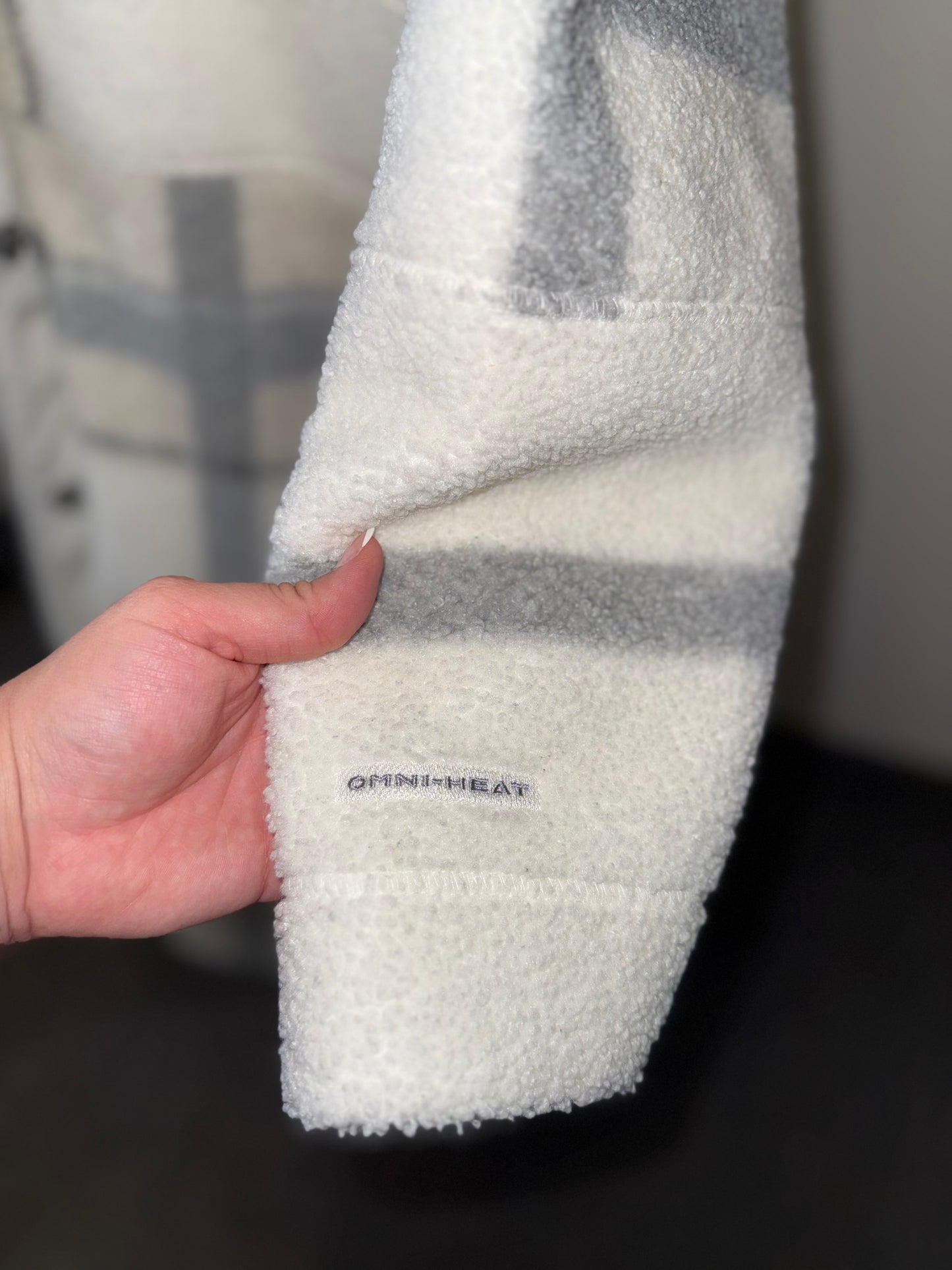 Columbia (XXL) White & Gray Panorama Plaid Sherpa Full Length Trench Coat