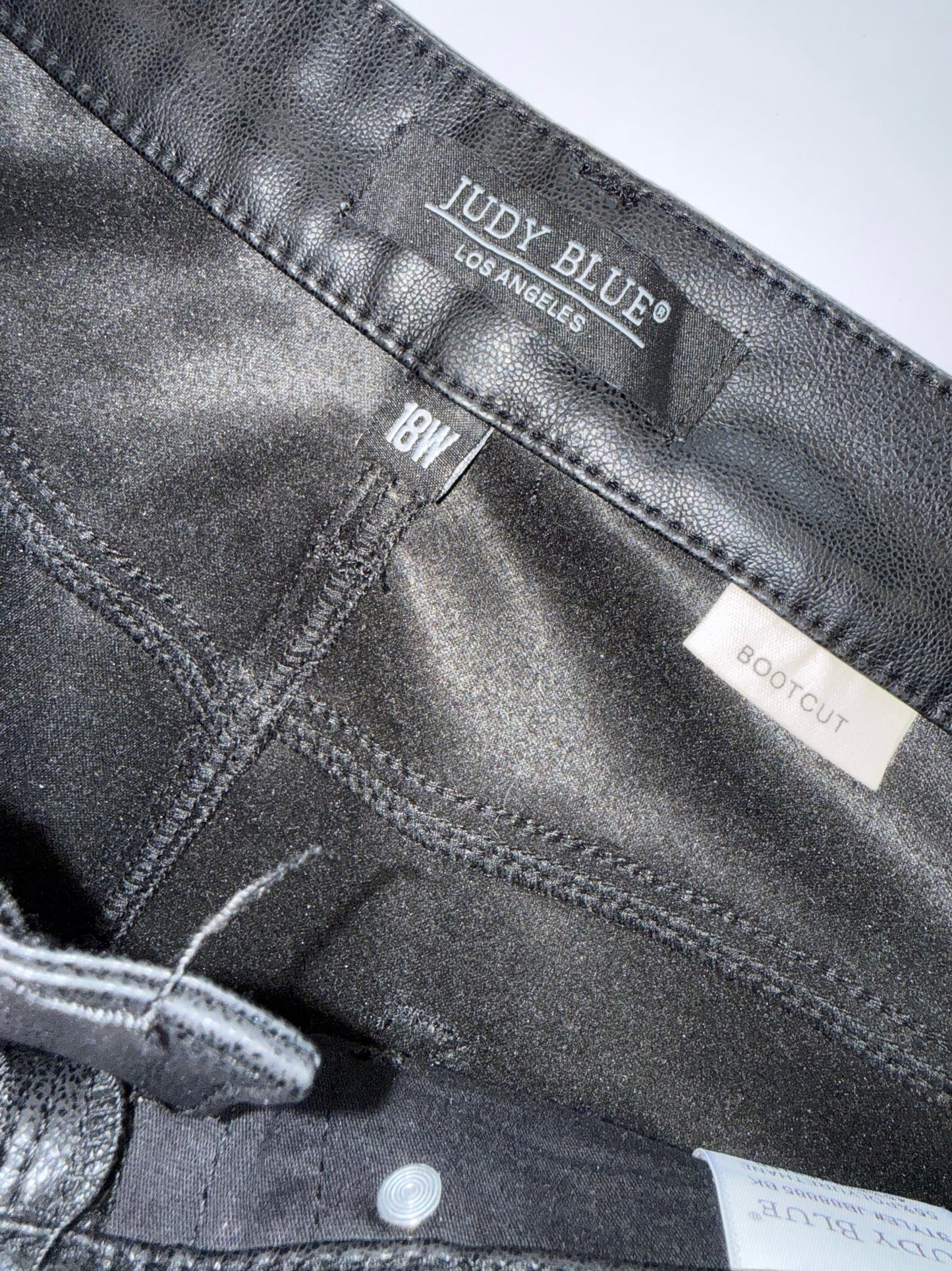 Judy Blue (18W) Black Faux Leather Bootcut Pants
