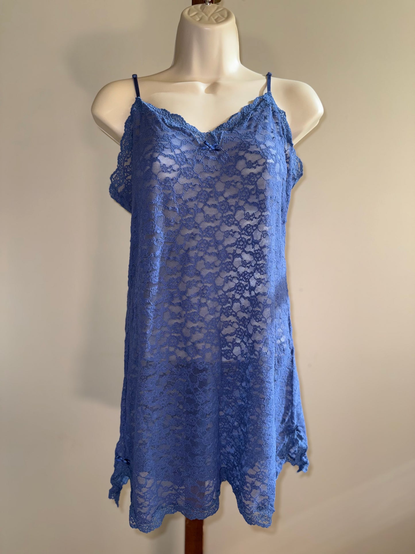 Victoria's Secret (Large) Blue Lace Chemise Slip