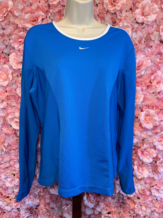 Nike (Large) Blue Long Sleeve Sphere Dry Sporty Top