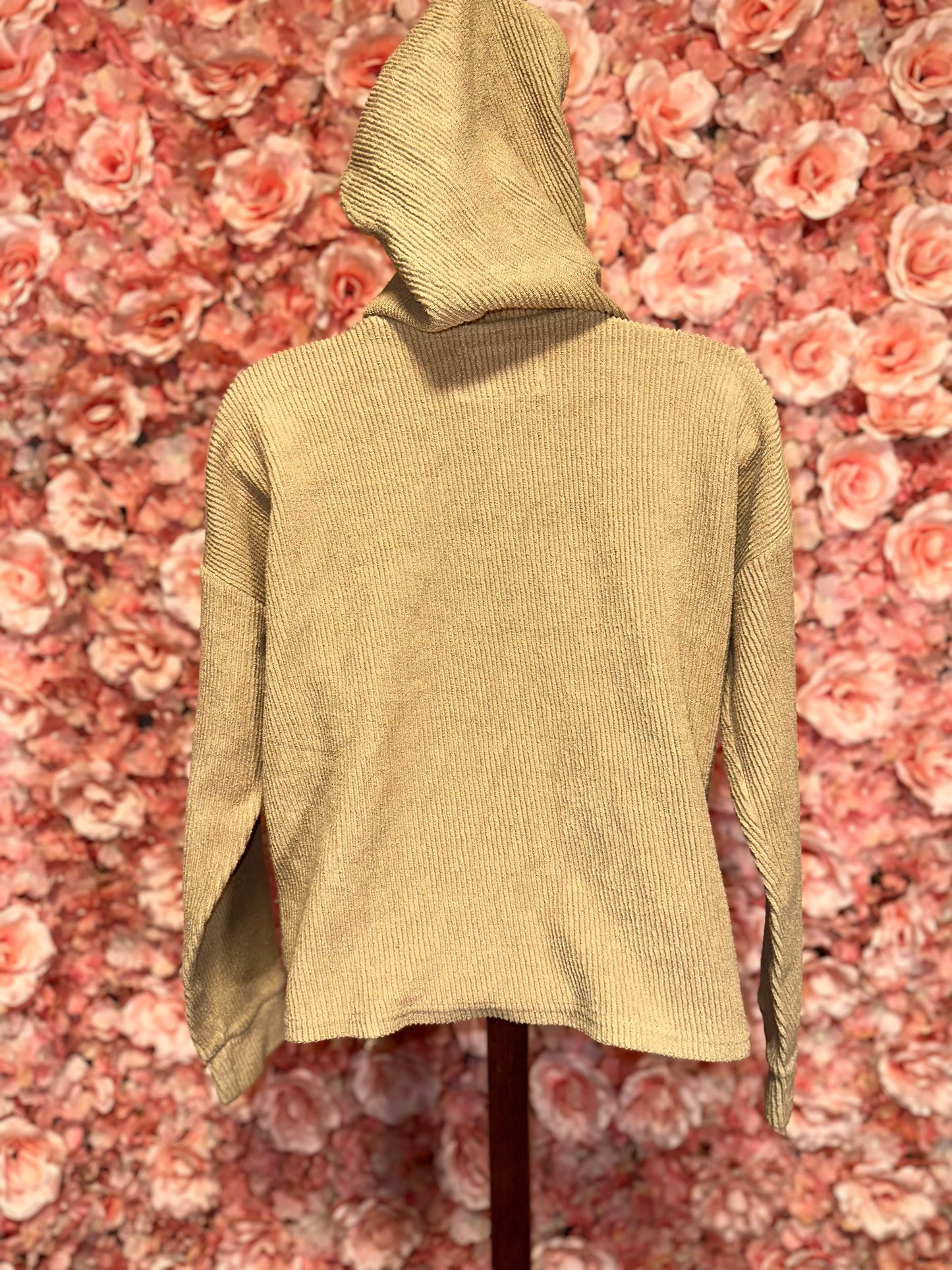 Champion (Small) Tan Ribbed Corduroy Hoodie