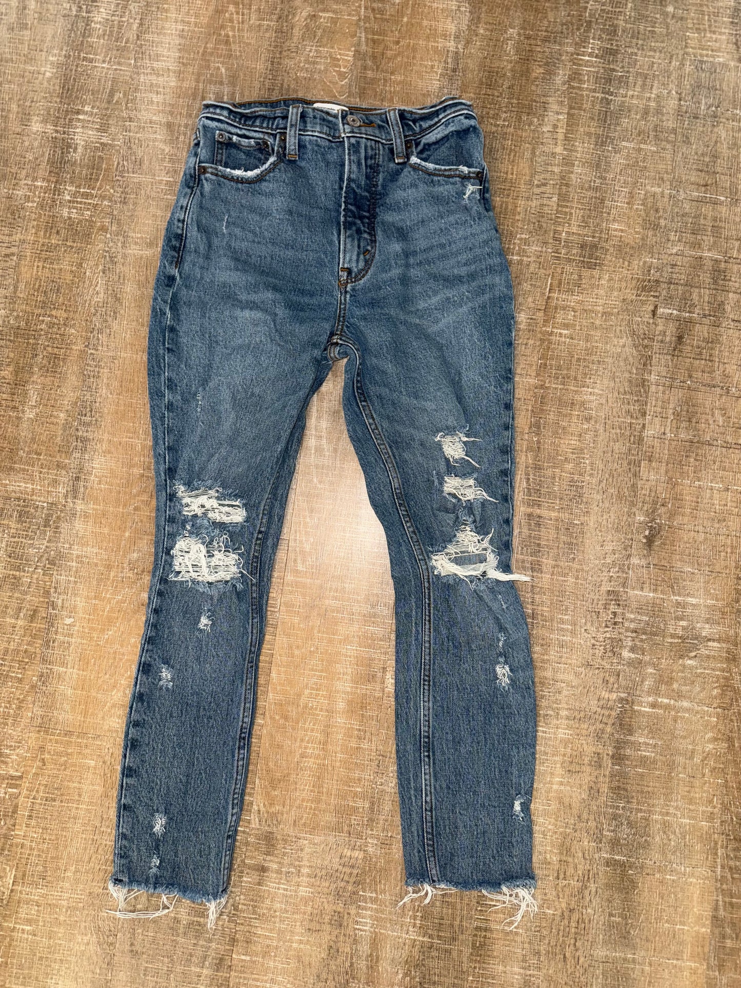 Abercrombie & Fitch (0) Distressed Skinny High Rise Denim Jeans