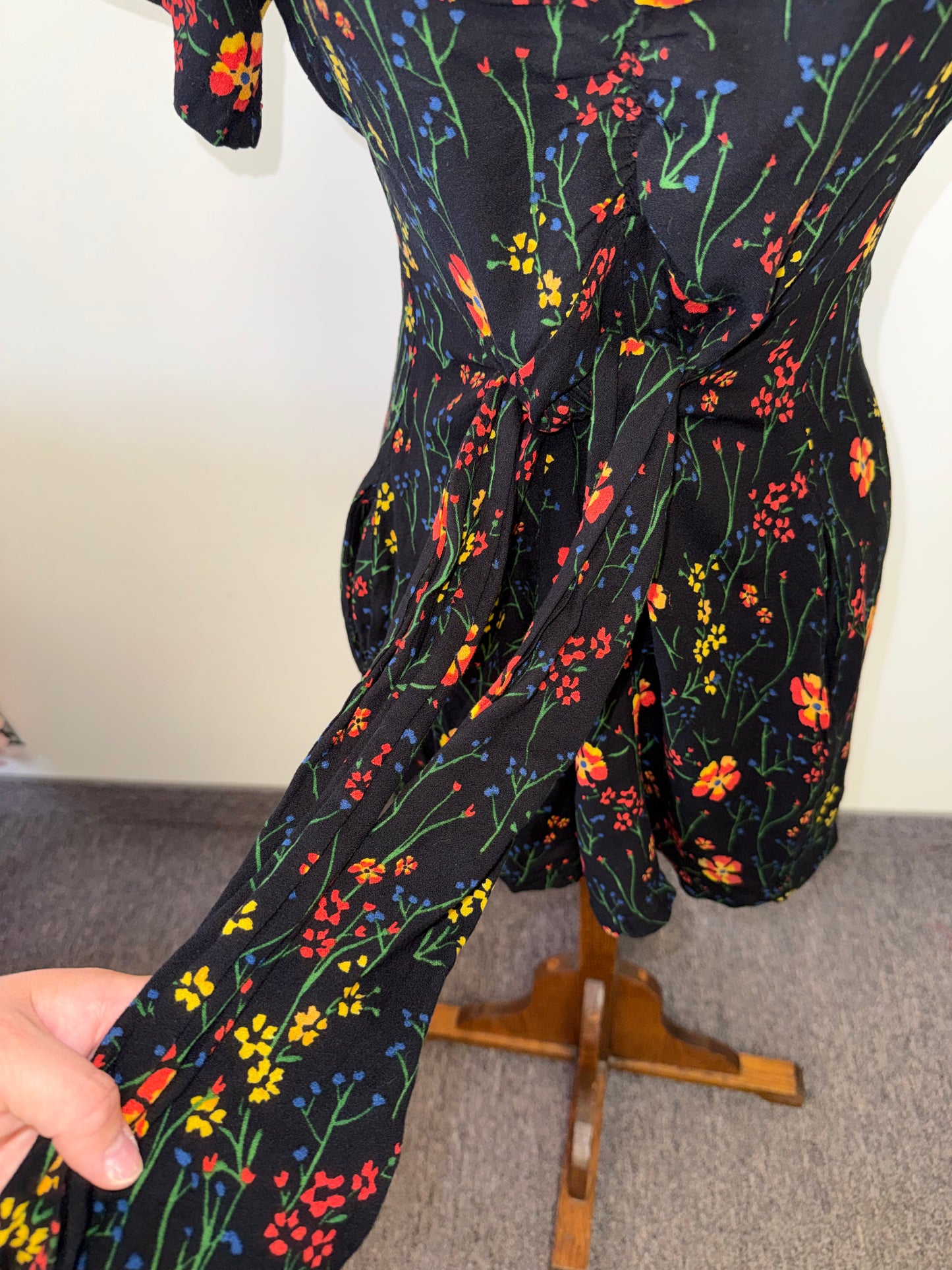 Free People (4) 'Bet You Do' Black Romper with Colorful Flower Pattern