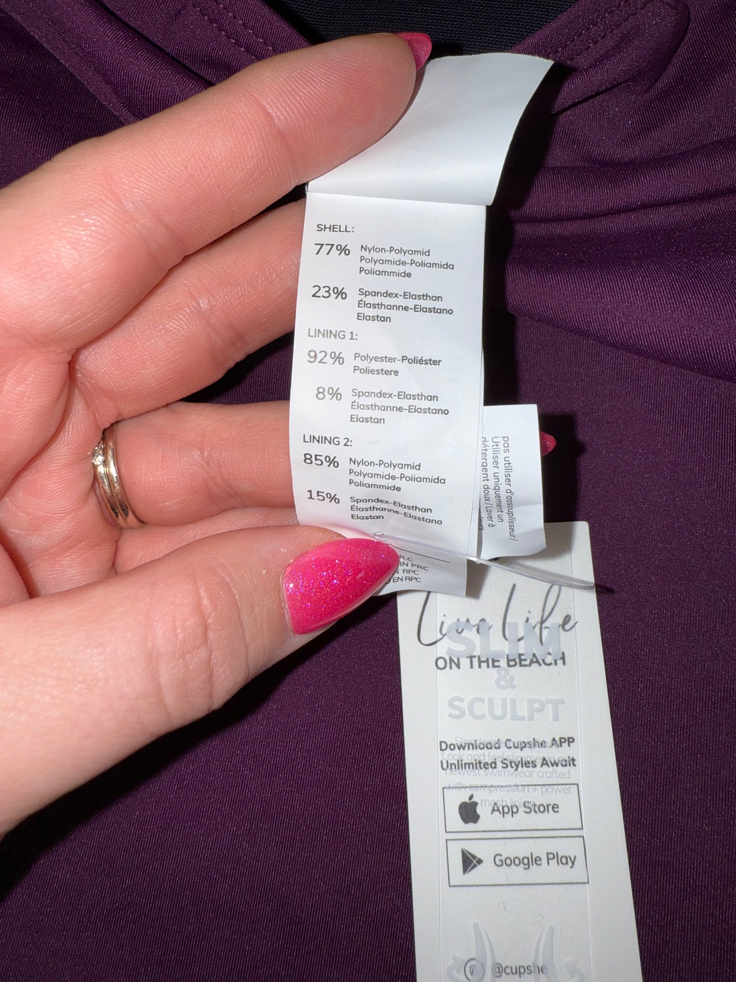 NWT CupShe (Large) Brand New Purple Halter Tied Neck One Piece Bathing Suit