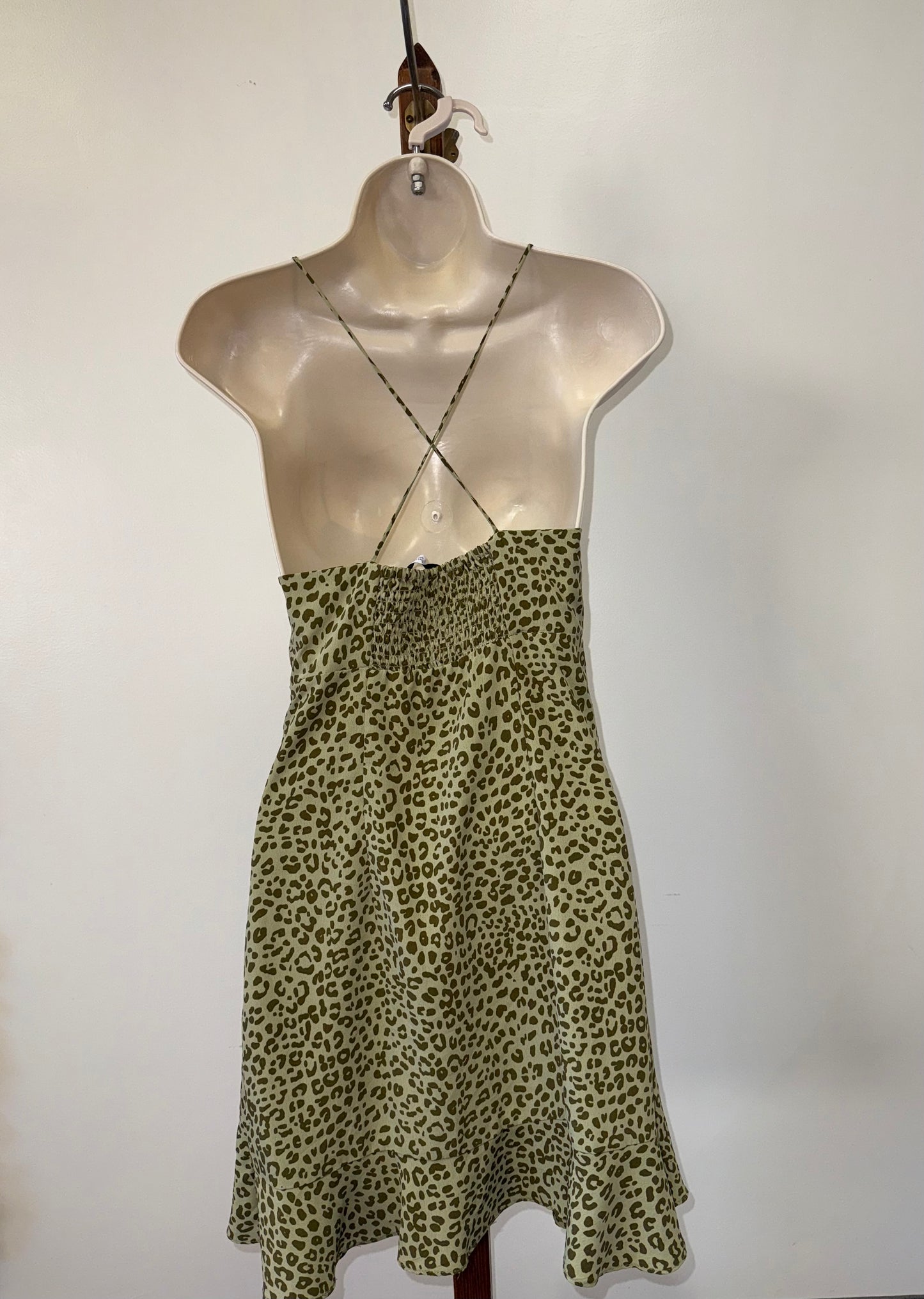 Zara (Small) Green Cheetah Print Midi Dress