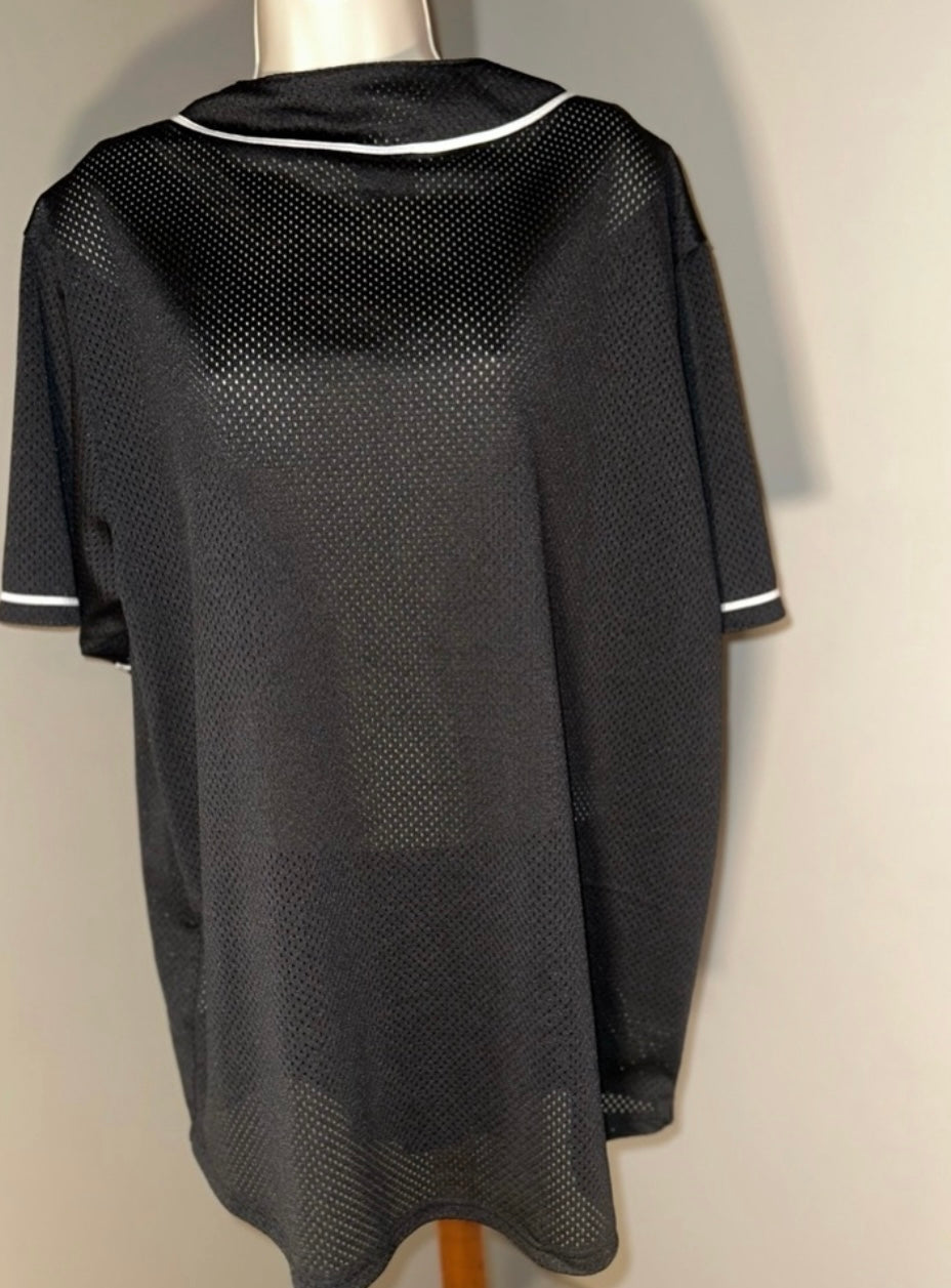 HUF (XL) Black Mesh Crackerjack Jersey Button Up V-Neck