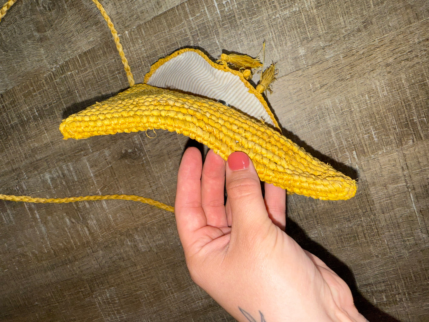 American Eagle Yellow Wicker Crossbody Bag