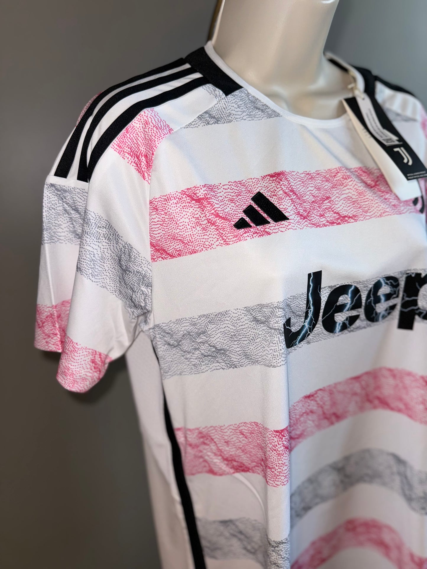 NWT Adidas (Large) Brand New Regular Fit White/Red/Grey Striped Jeep Jersey