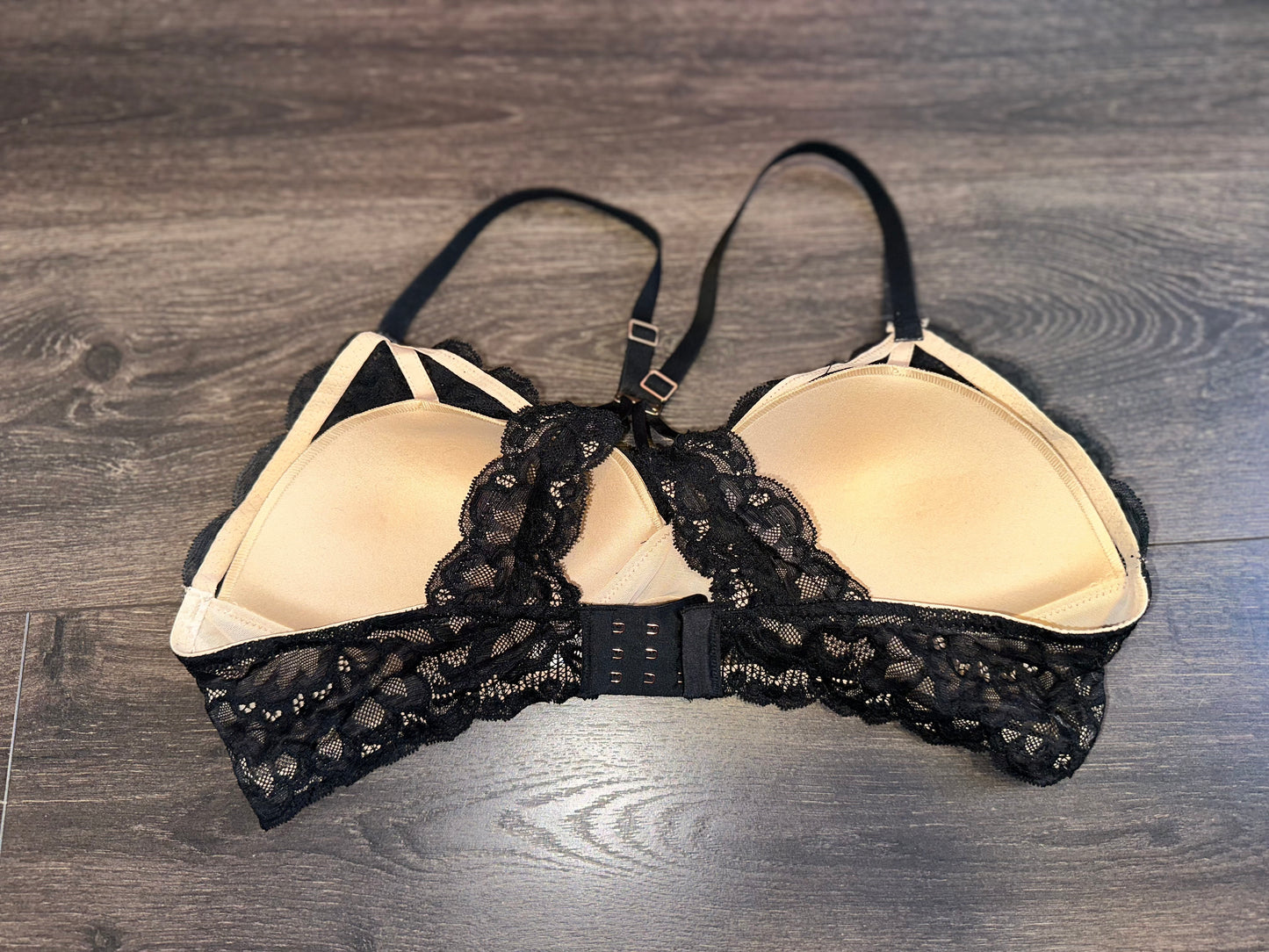 aerie (36C) Black//Nude Lace Padded Bralette