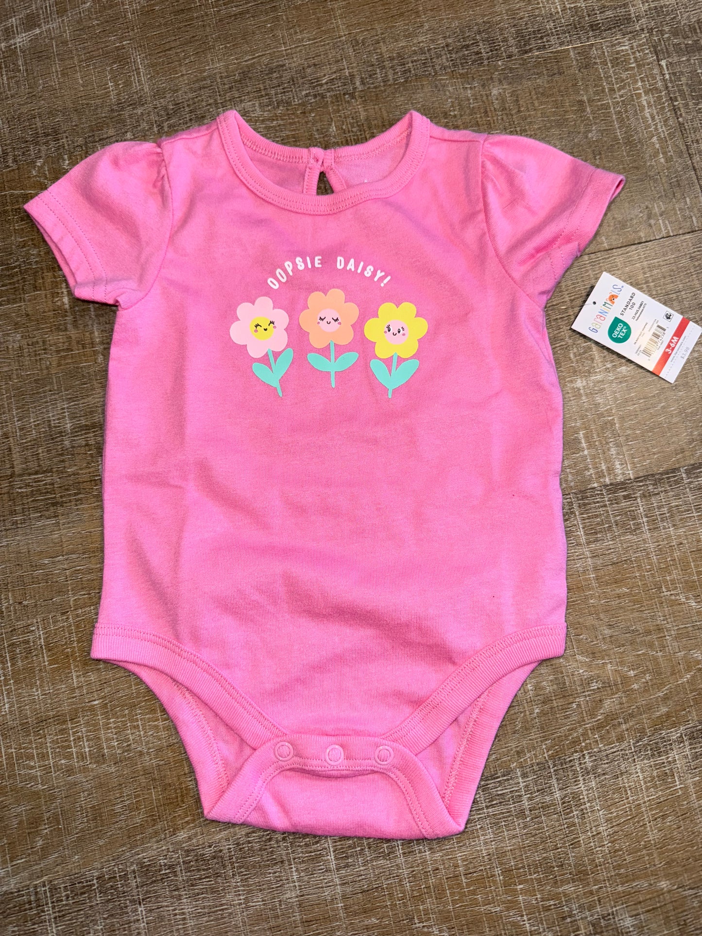 NWT Garanimals (3-6 Months) Brand New Pink 'Oopsie Daisy' Onesie