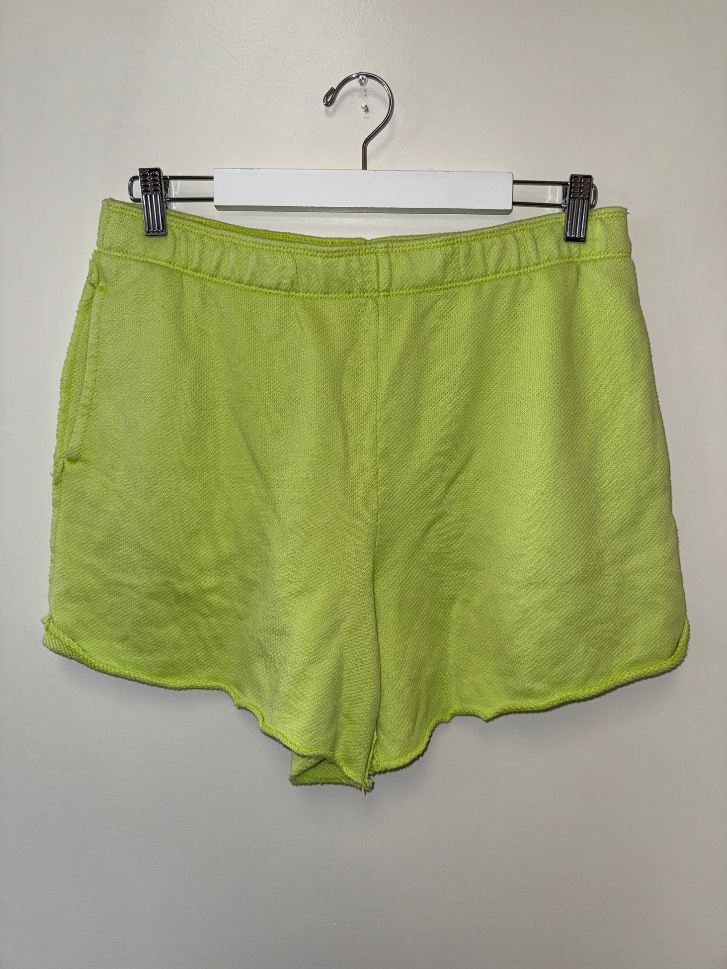 Aerie (Large) Neon Green Cut Off Sweat Shorts with Pockets