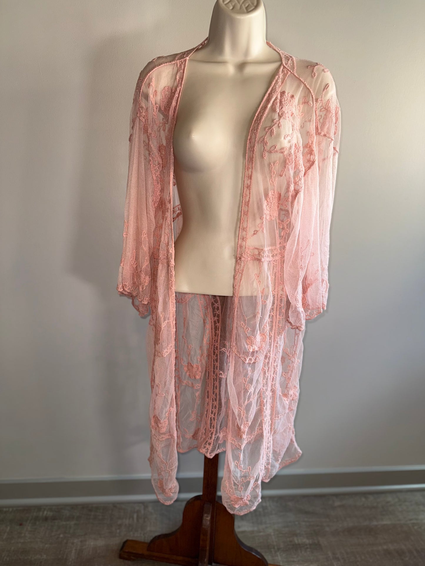 Lauren Conrad (OS) Pink Sheer Embroidered Cover Up