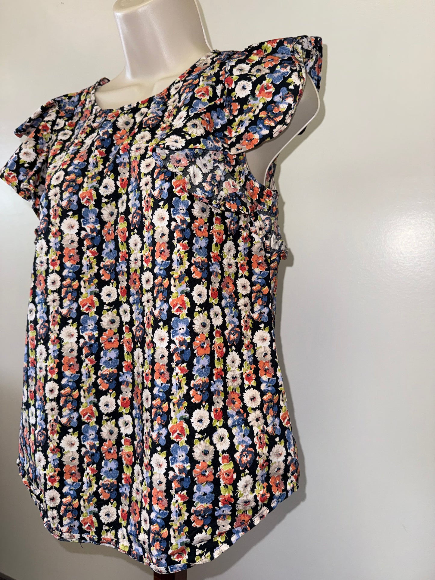 Mercantile By J. Crew (0) Colorful Lightweight Blouse with Ruffled Sleeves