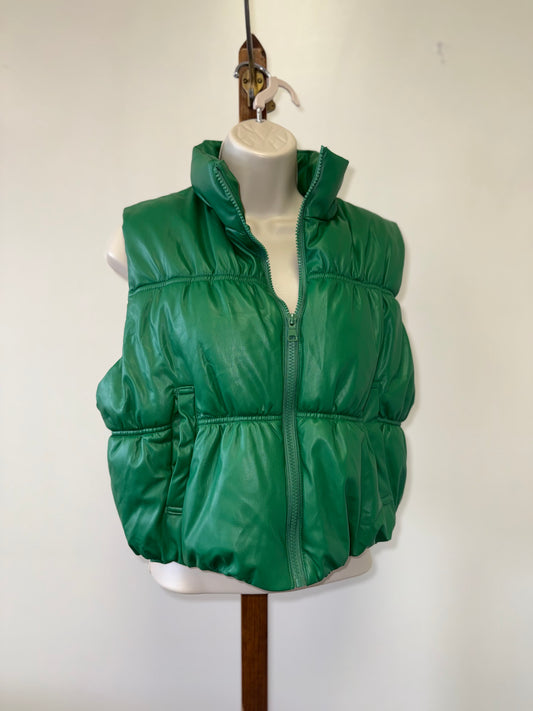 NWT Love Tree (Large) Brand New Green Vegan Leather Cropped Vest