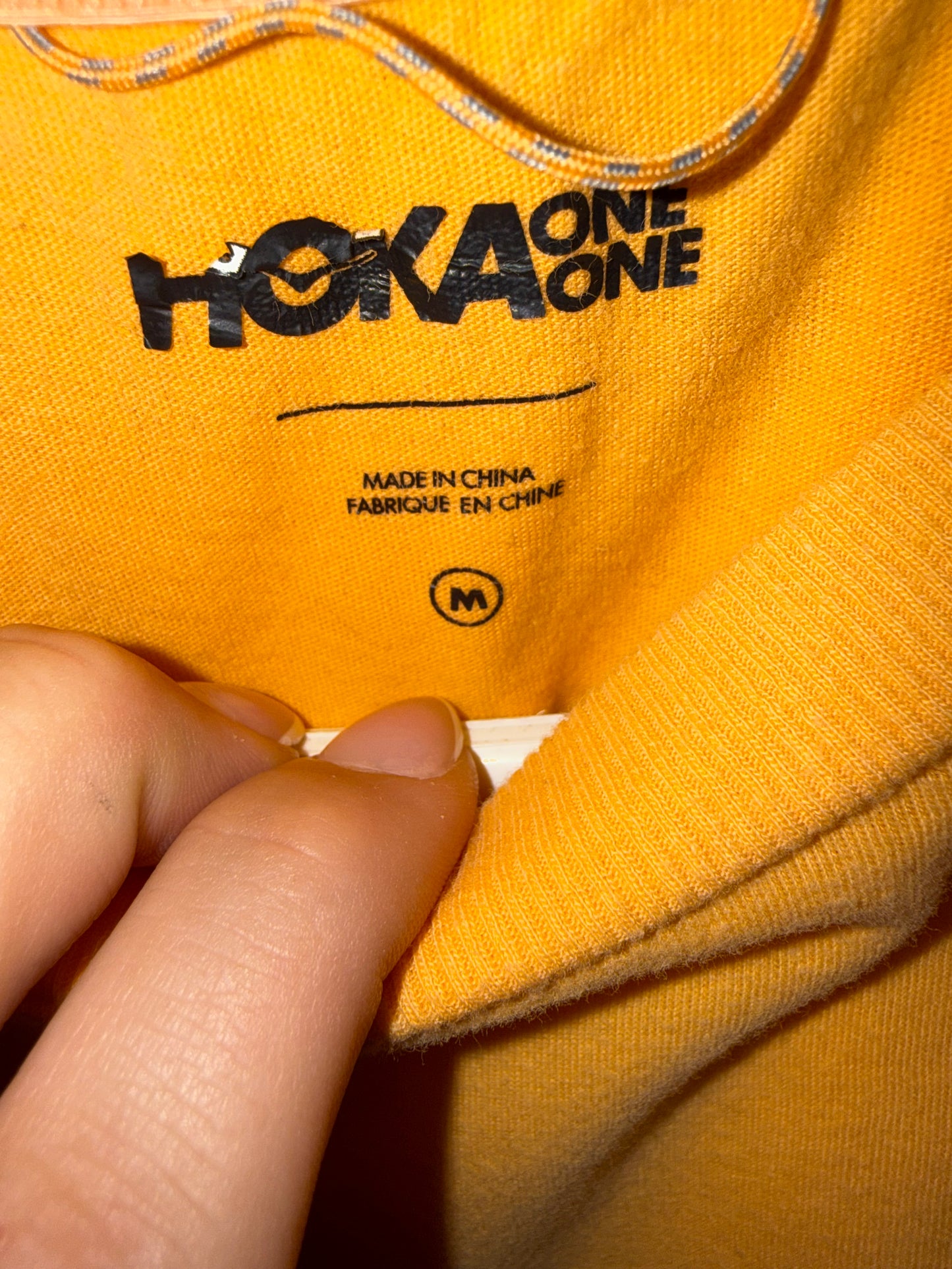 Hoka One (Medium) Orange Cropped T-Shirt with Pink Logo Side