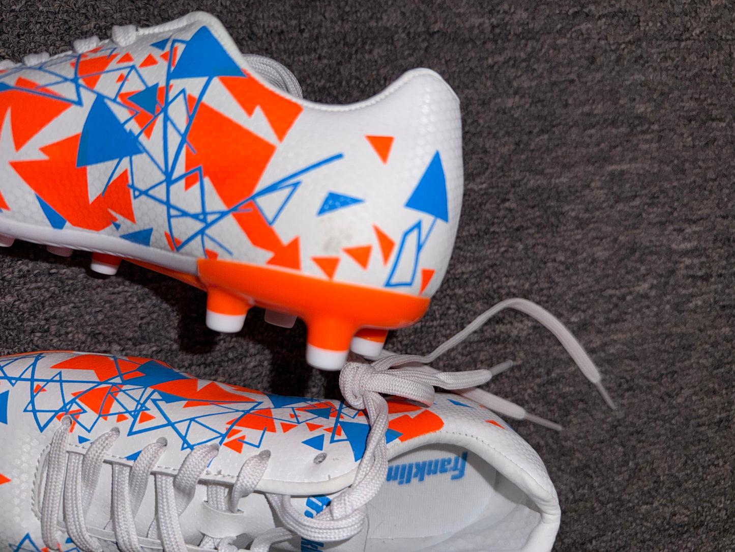 Franklin (4) Brand New White//Orange//Blue Soccer Cleats