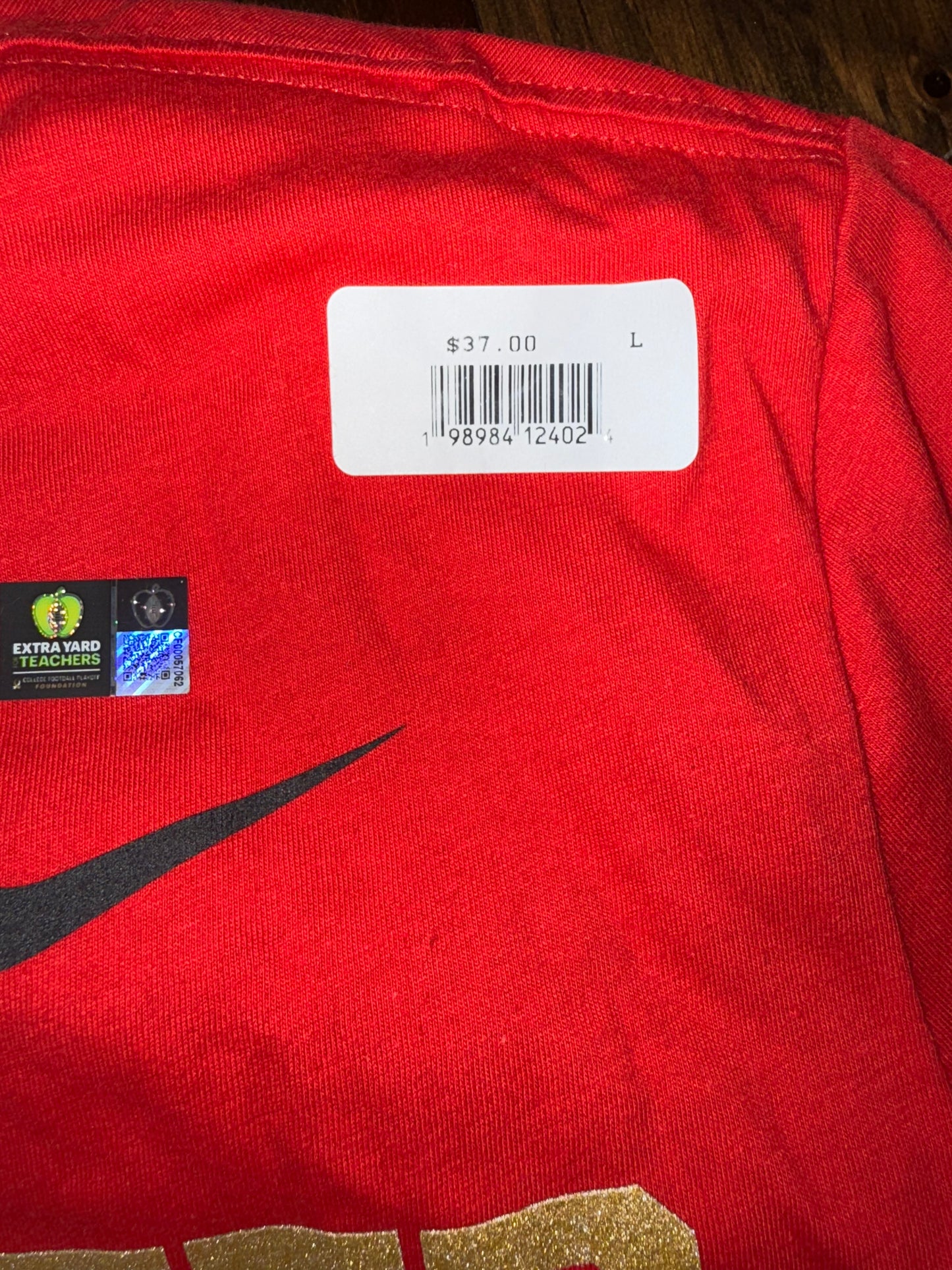 NWT Nike (L) Brand New Red 'Und12Puted 2024 National Champs' Red Ohio State Tee