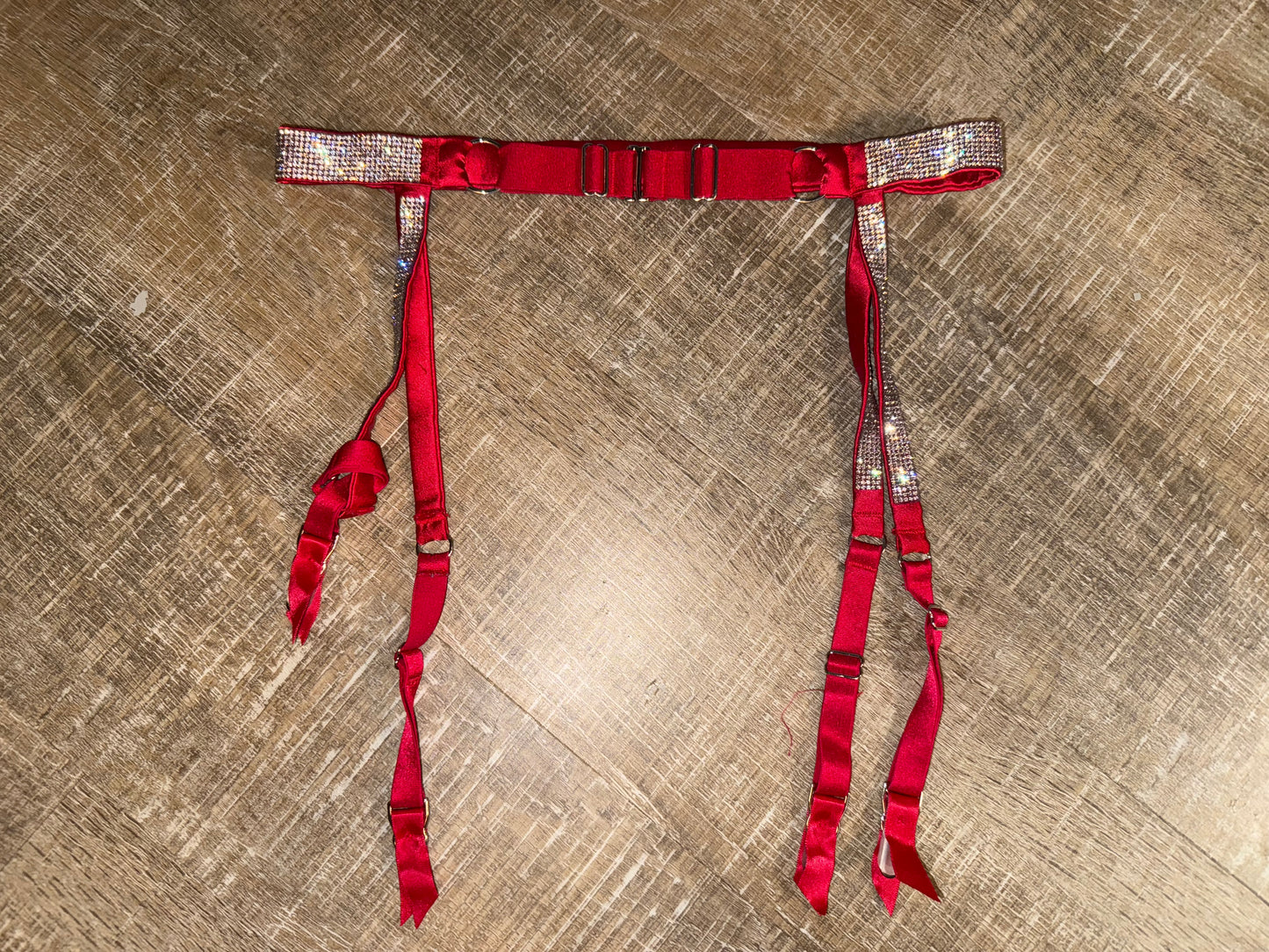 Victoria's Secret Red/Silver Bling Garter Belt