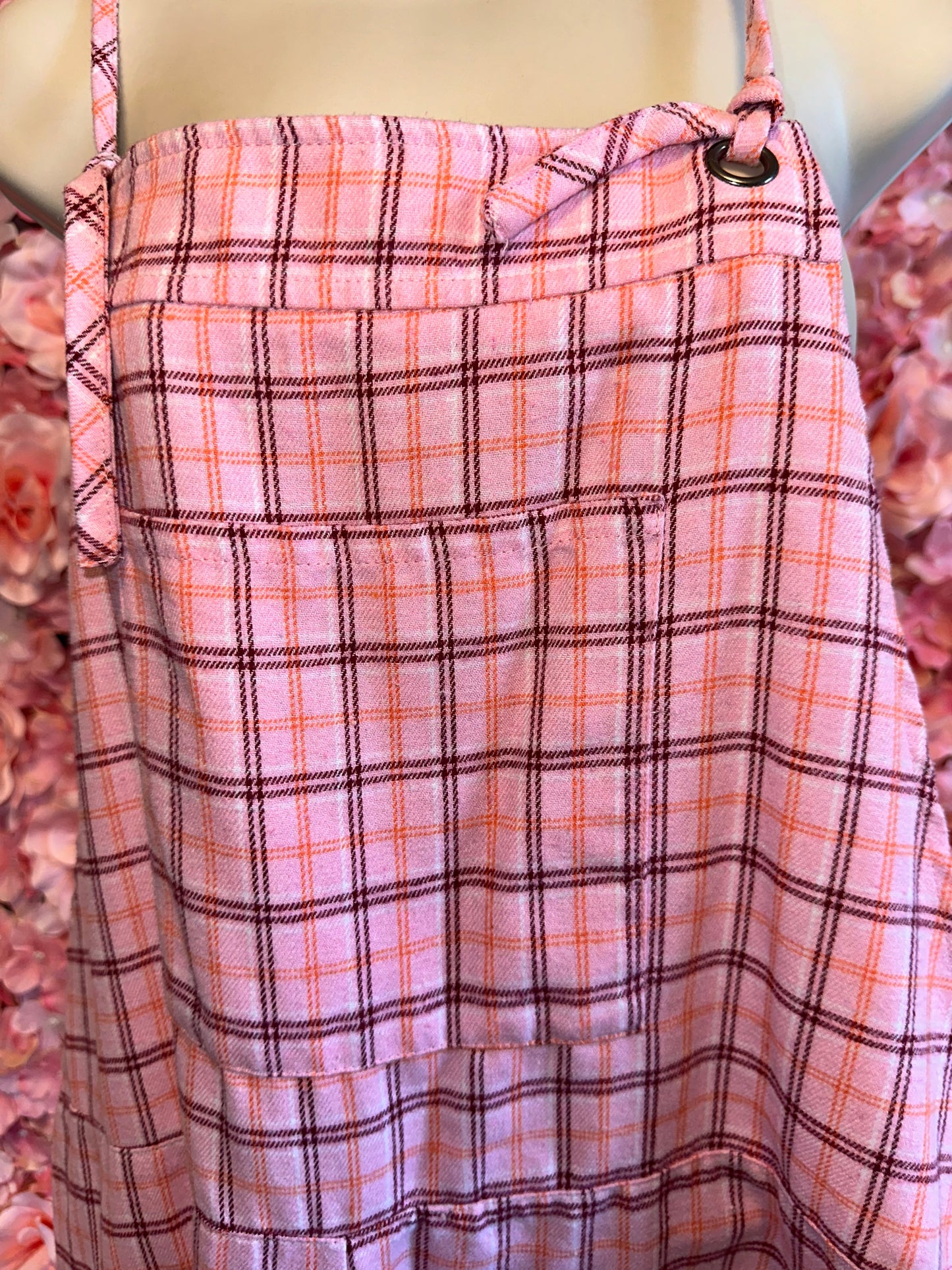 SHEIN (XL) Pink Plaid Overall Shorts