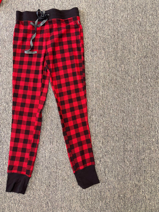 Eddie Bauer (Small) Black & Red Plaid Waffle Knit Jogger Sleepwear PJ Bottoms