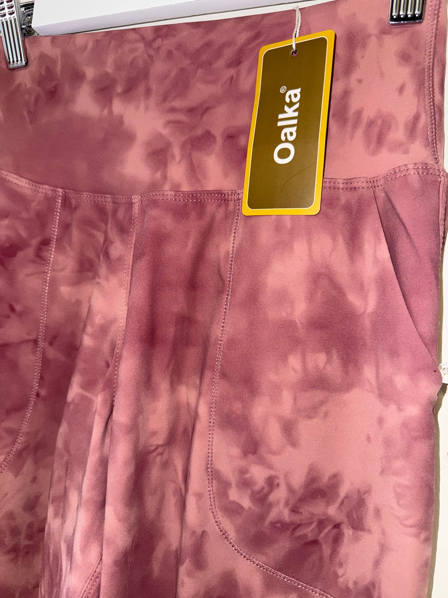NWT Oalka (XS) Brand New Pink//Maroon Tie Dye Baggy Jogger Cropped Leggings
