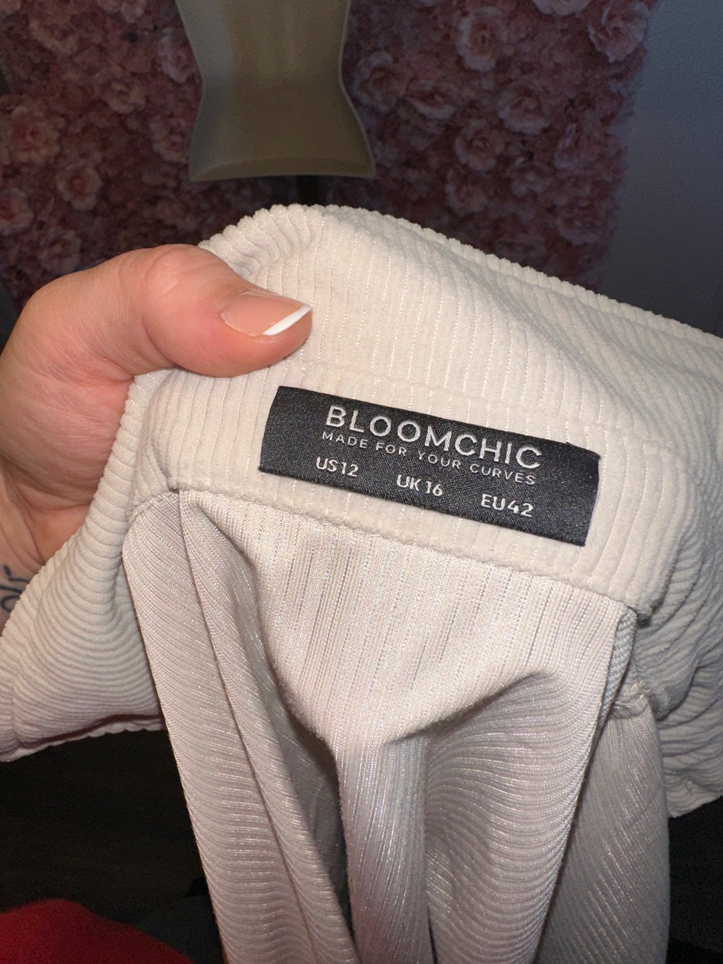 BloomChic (12) Creme Corduroy Ribbed Button Up Blouse