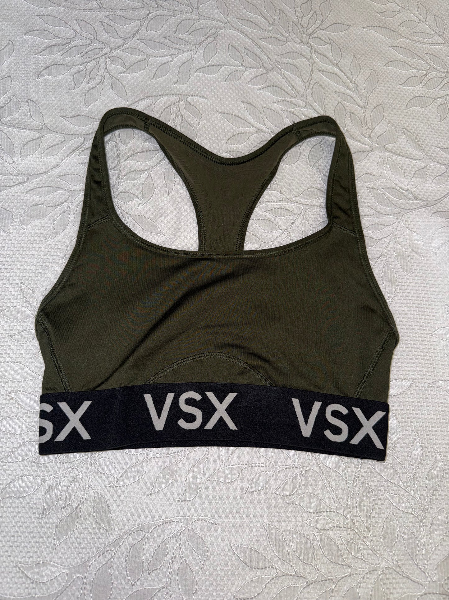 Victoria's Sport (XS) Green Sports Bra with VSX Logo Band