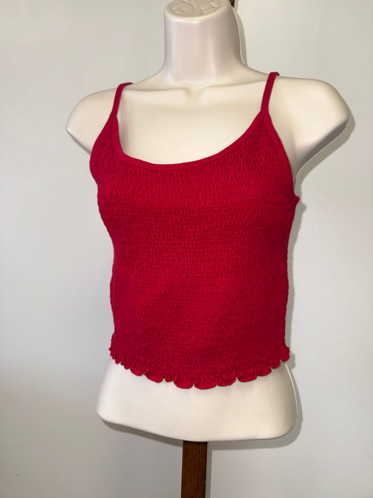 Hollister (Medium) Red Cropped Scrunched Tank Top