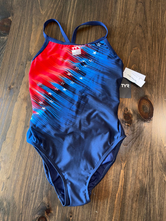 NWT TYR (XL) Brand New USA Pattern One Piece Swimsuit