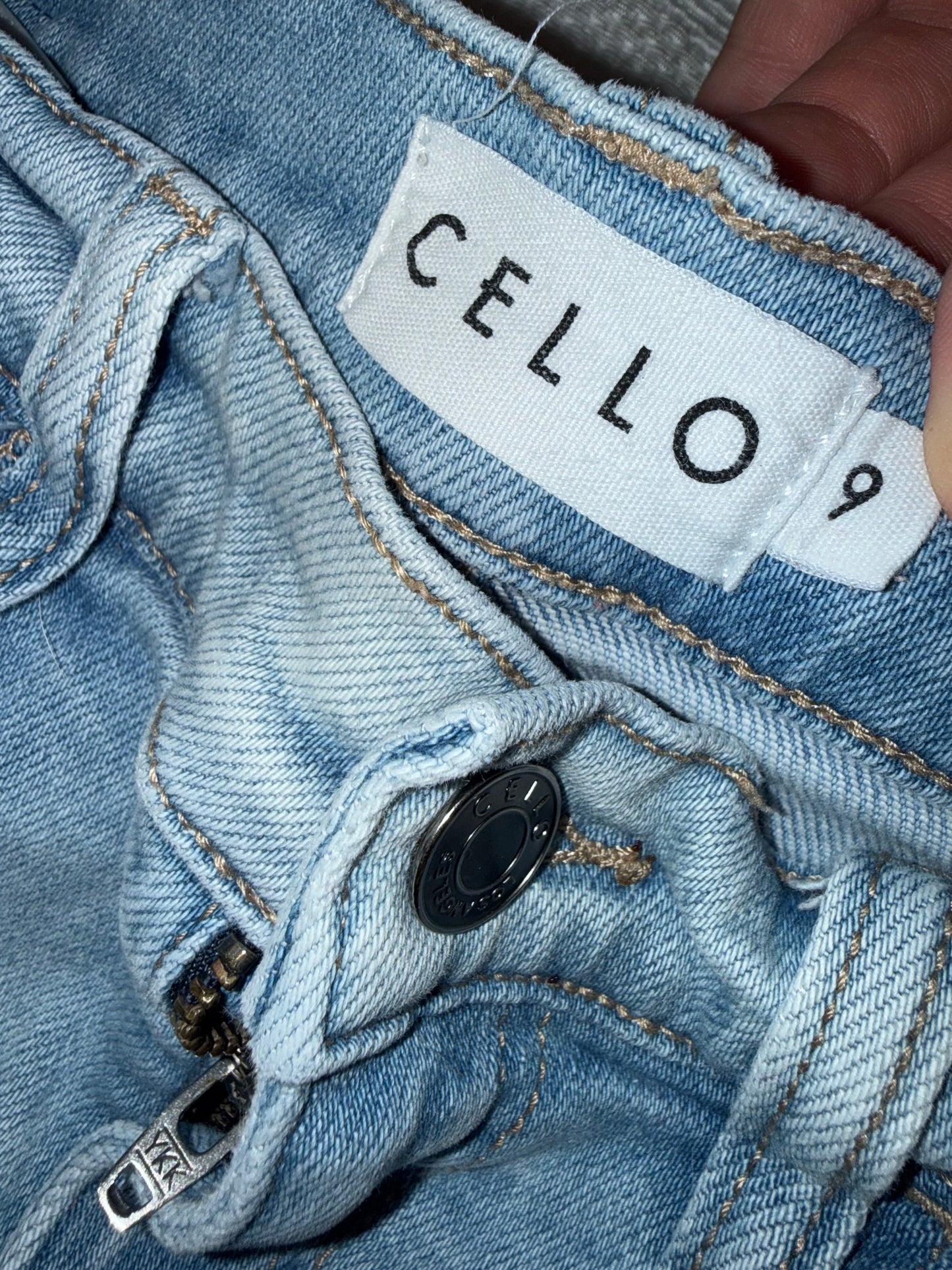 Cello (9) Light Blue Straight-Leg Distressed Jeans