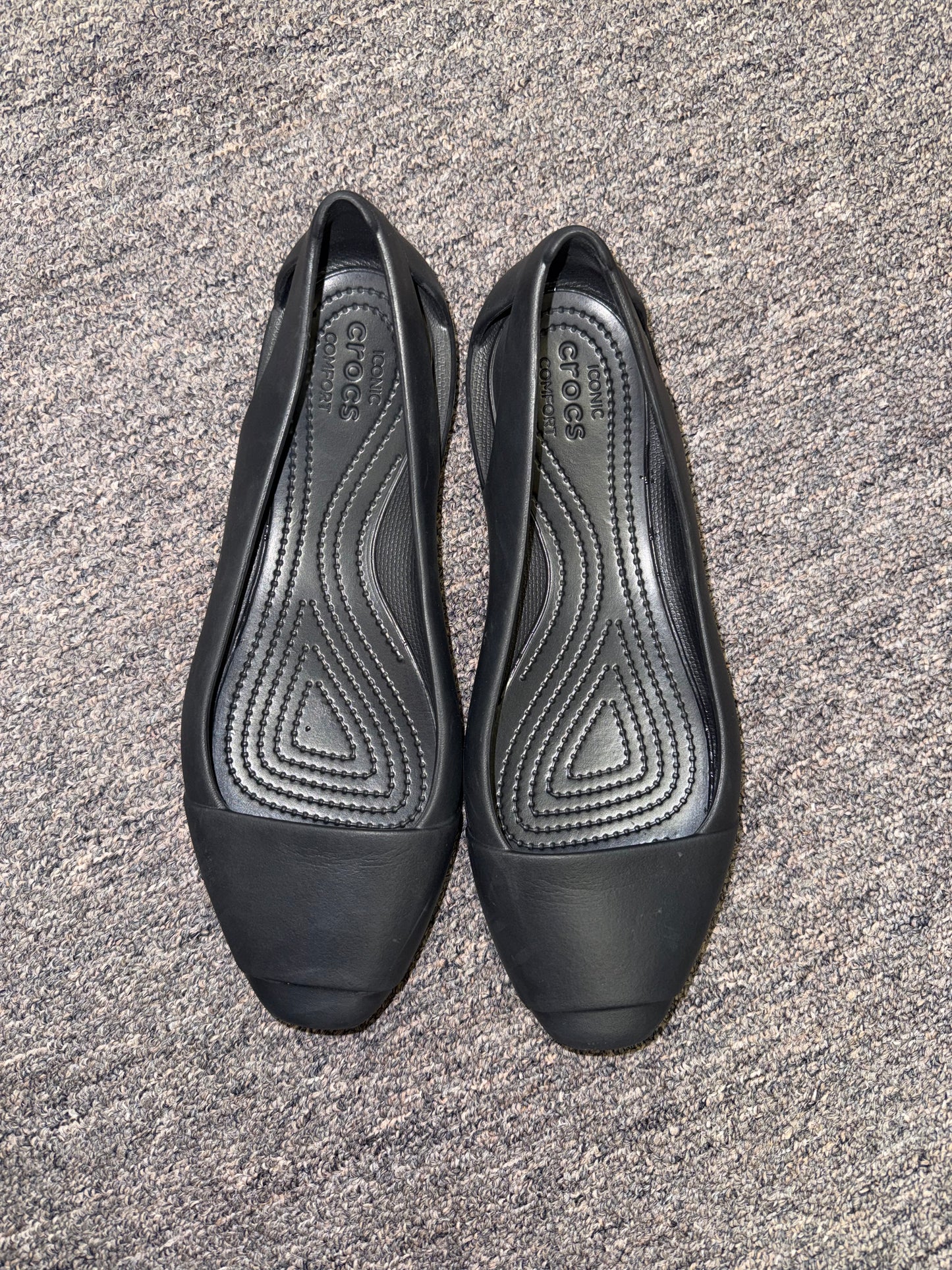 Crocs (10) Black Iconic Comfort Slip On Flats