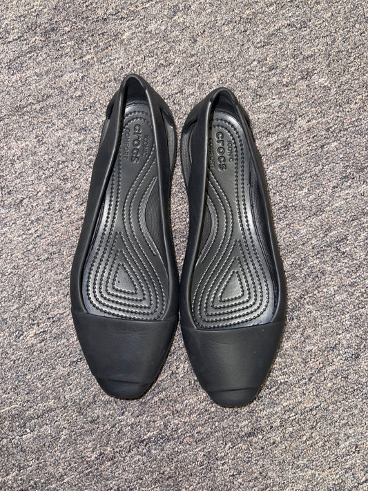 Crocs (10) Black Iconic Comfort Slip On Flats