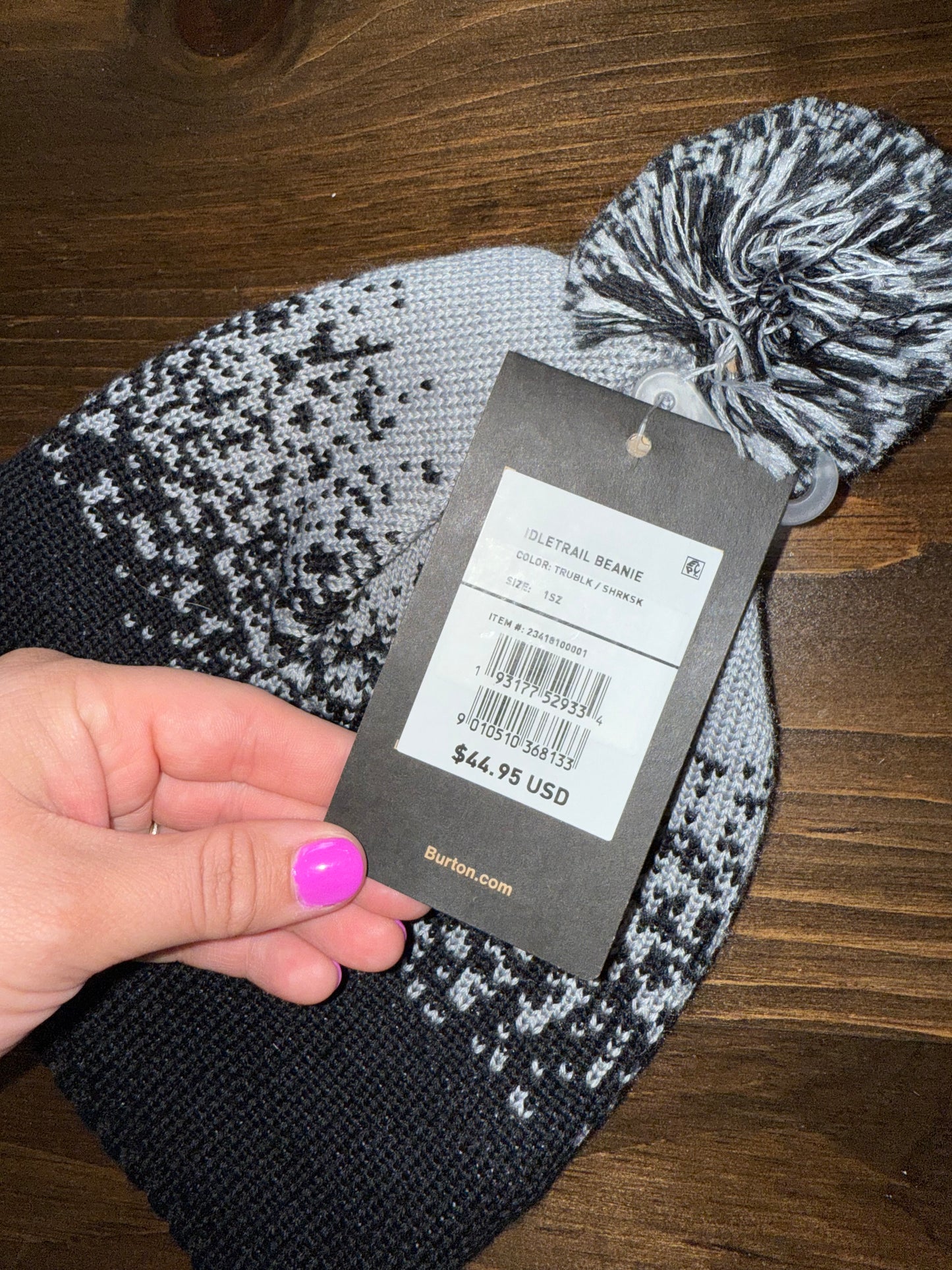 NWT Burton (OS) Brand New Black/Grey Knit Winter Beanie