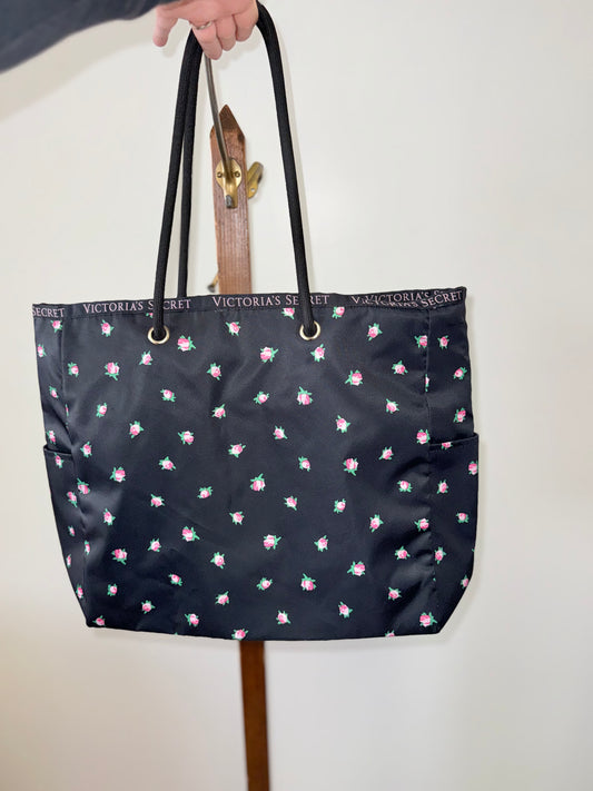Victoria's Secret Black Floral Tote Bag