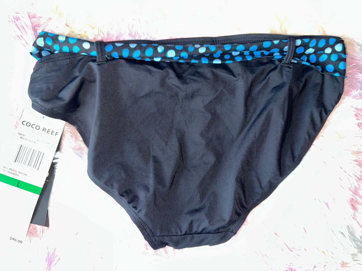 NWT Coral Reef (Large) Brand New Polka Dot Belt Bathing Suit Bikini Bottoms